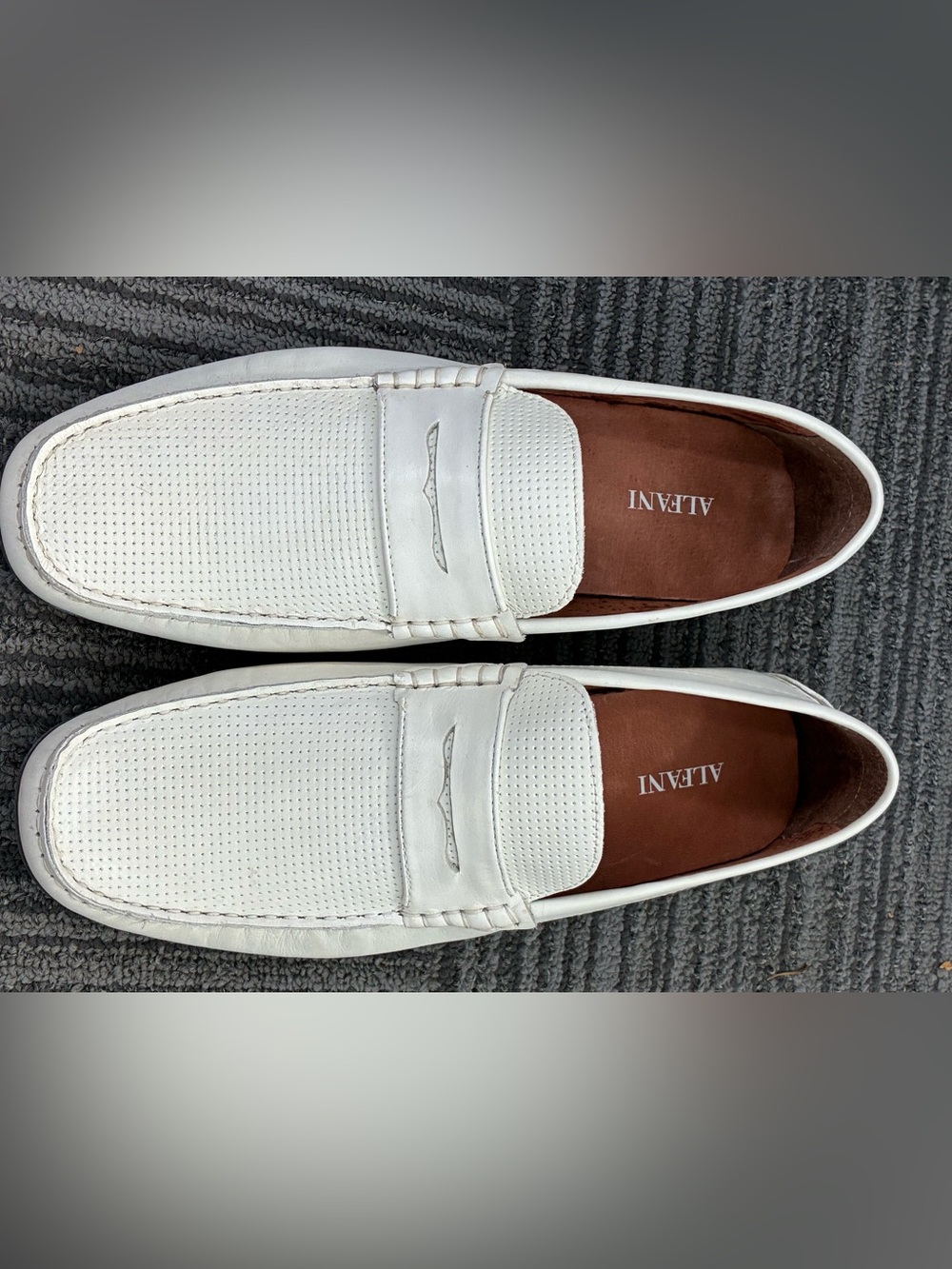 Alfani Men’s White Perforated Leather Slip-On Loafers
